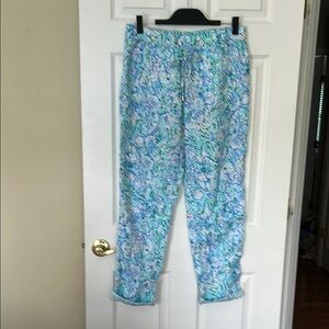 Lilly Pulitzer EUC Taron Ljnen Pant “Surf Blue Soleil It On Me” Size M
